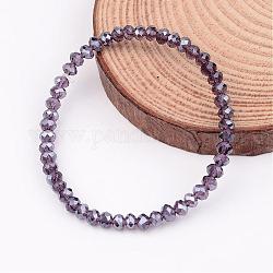 Стеклянные бисера браслеты простирания, фиолетовые, 46 мм