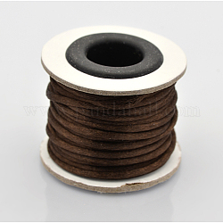Cordons fil de nylon tressé rond de fabrication de noeuds chinois de macrame rattail, cordon de satin, brun coco, 2mm, environ 10.93 yards (10 m)/rouleau