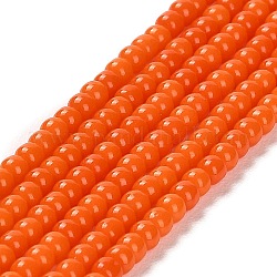 Стеклянные бусины, имитация нефрита , круглые, оранжево-красный, 2~2.5 мм, отверстие : 0.6 мм, около 173~180 шт / нитка, 14.57''~14.84'' (37~37.7 см)