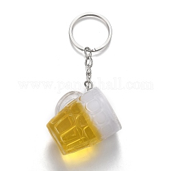 Акриловый брелок для разливного пива, с разрезными кольцами для ключей из сплава с платиновым покрытием, желтые, 88 мм