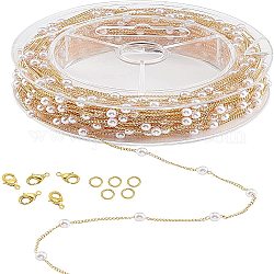 CHGCRAFT 39.4 Feet Imitation Pearl Beading Chain Roll Copper Necklace Chain Bulk with Spool for Craft DIY Bracelet Necklace Jewelry Making