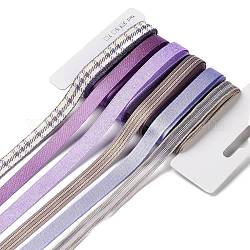 18 Yard 6 Stile Polyesterband, für DIY Handarbeit, Haarschleifen und Geschenkdekoration, violette Farbpalette, Orchidee, 3/8~1/2 Zoll (9~12 mm), ca. 3 Meter/Stil