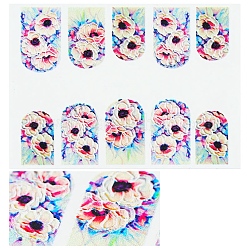 5d stickers nail art autocollants transfert de l'eau, fleur, colorées, 8.2x6.4 cm