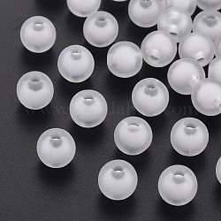 Perlas de acrílico esmerilado, talón en grano, redondo, blanco, 16mm, agujero: 3 mm
