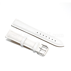 Cinturini per orologi in pelle, con 304 ganci in acciaio inox, bianco, 92~125x20x4.6~5mm