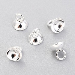 201 perline pendenti in acciaio inossidabile, per ciondoli con coperchio a bolle di vetro globo, argento, 6x6mm, Foro: 2.5 mm