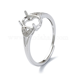 Componentes de anillo de plata de ley 925 ajustables, con circonita, Platino real plateado, 1.5~5mm, nosotros tamaño 7 (17.3 mm)