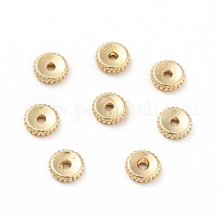 Rack Plating Alloy Beads, Long-Lasting Plated, Cadmium Free & Lead Free, Flat Round, Real 14K Gold Plated, 6x1.5mm, Hole: 1.2mm