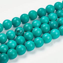Brins de perles de magnésite naturelle, teints et chauffée, ronde, 10mm, Trou: 1.5mm, Environ 38 pcs/chapelet, 15.27 pouce (38.8 cm)
