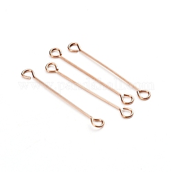 Ion Plating(IP) 304 Stainless Steel Eye Pins, Double Sided Eye Pins, Rose Gold, 26.5x0.6mm, Hole: 1.5mm