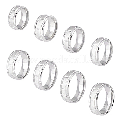 Dicosmetic 8pcs 8 tamaño 201 anillo de dedo ranurado de acero inoxidable para hombres y mujeres, color acero inoxidable, diámetro interior: tamaño de EE. UU. 5 1/4~14 (15.9~23 mm), 1pc / tamaño