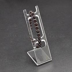 Rectángulo brazalete de display orgánicas de la joya de cristal, soporte de exhibición de pulsera de reloj tipo l, Claro, 10.8x3.4x5 cm