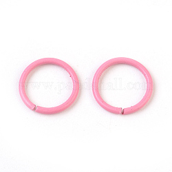 Iron Open Jump Rings, Hot Pink, 18 Gauge, 10x1mm, Inner Diameter: 8mm