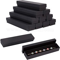 Nbeads 12 boîte de collier noir, boîte à bijoux en carton pour le stockage et la présentation des emballages cadeaux, 21x4.5x3.1 cm