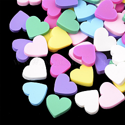 Cabujones de arcilla polimérica hechos a mano, corazón, color mezclado, 7~8x8~9x2mm