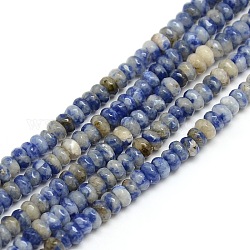Fili di perline rondelle di diaspro macchia blu naturale sfaccettato, diaspro macchia blu, 4x2mm, Foro: 1 mm, circa 185~195pcs/filo, 14.9~15.6 pollice
