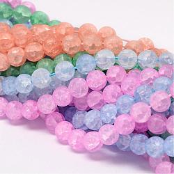 Chapelets de perles en quartz craquelé synthétique, ronde, teinte, mat, couleur mixte, 6mm, Trou: 1mm, Environ 66 pcs/chapelet, 15.75 pouce