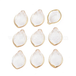 Transparent Acrylic Pendants, with Gold Stamping, Clear, 22x15.5x6mm, Hole: 1.6mm