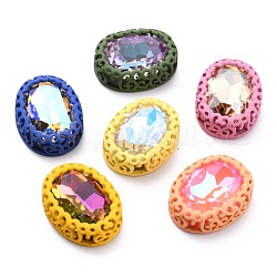 Sew on Rhinestone, Glass Rhinestone, with Brass Findings, Garments Accessories, Oval, Mixed Color, 21x16x7mm, Hole: 1.4mm