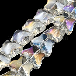 AB-farbig plattierte, galvanisierte transparente Glasperlenstränge, Schmetterling, klar ab, 8x10x6 mm, Bohrung: 1 mm, ca. 90 Stk. / Strang, 10.08 Zoll (25.6 cm)