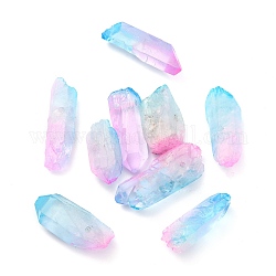Fili di perline di cristallo di quarzo naturale elettrolitico 3 pz, tinto, pepite, colorato, 18~36x6~10mm, Foro: 1.5 mm