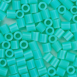 1 boîte 5mm Melty Beads PE Recharges de perles à repasser bricolage pour enfants, Tube, aigue-marine, 5x5mm, Trou: 3mm, environ 500 pcs / boîte