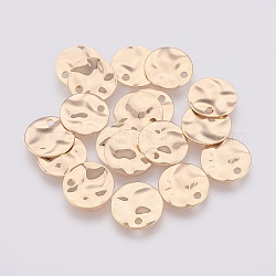 Brass Charms, Wavy Spacers, Nickel Free, Real 18K Gold Plated, Flat Round, 10x1mm, Hole: 1mm