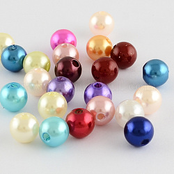 Perle tonde in plastica imitazione perla in abs, colore misto, 10mm, Foro: 2 mm, circa 1000pcs/500g