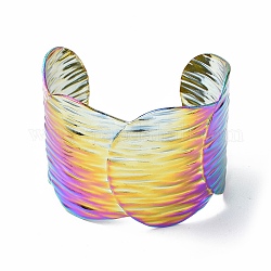 Placcatura ionica (ip) 304 bracciale rigido aperto da donna in acciaio inossidabile, colore arcobaleno, diametro interno: 2-1/8x2-1/2 pollice (5.25 cm x 6.2 cm)
