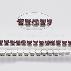 304 Stainless Steel Rhinestone Strass Chains, with Spool, Rhinestone Cup Chains, Stainless Steel Color, Light Amethyst, 2x2x2mm, about 32.8 Feet(10m)/roll.