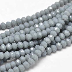 Chapelets de perles en rondelles facettées en verre, bleu cadet, 6x4mm, Trou: 1mm, Environ 99 pcs/chapelet, 17.7 pouce