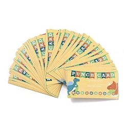 Tarjeta de incentivo de recompensa de papel rectangular, tarjetas perforadas para estudiantes, patrón de dinosaurio, 90x50x0.3mm