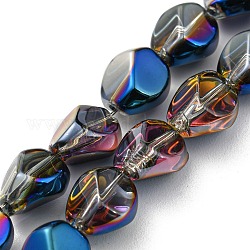 Hebras de cuentas de vidrio transparente electrochapadas medio plateadas, polígono facetas, azul dodger, 7.5x6x6.8mm, agujero: 1 mm, aproximamente 90 pcs / cadena, 26.85 pulgada (68.2 cm)