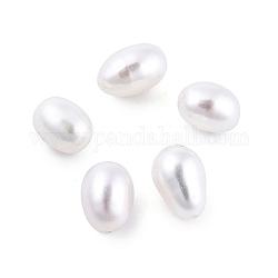 Perlas de perlas naturales keshi, abalorios de agua dulce, medio-perforado, arroz, blanco floral, 6.5~8x5~6mm, agujero: 0.8 mm