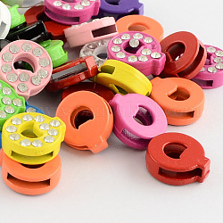 Mixed Color Zinc Alloy Grade A Rhinestone Letter Slide Charms, Letter.Q, 12.5x12x4.5mm, Hole: 8x1.5mm