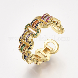 Micro ottone spianare anelli gemelli zirconi, anelli aperti, colorato, formato 9, 19mm