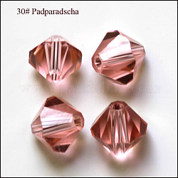 Imitation österreichischen Kristallperlen, Klasse aaa, facettiert, Doppelkegel, Flamingo, 4x4 mm, Bohrung: 0.7~0.9 mm