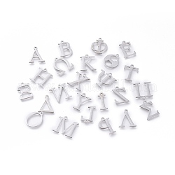 304 charms in acciaio inox, alfabeto greco, colore acciaio inossidabile, lettere miste casuali, 13~14x5.5~14.5x1mm, Foro: 1.2 mm