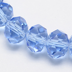 Handmade Glass Beads, Faceted Rondelle, Cornflower Blue, 8x6mm, Hole: 1mm, about 68~70pcs/strand