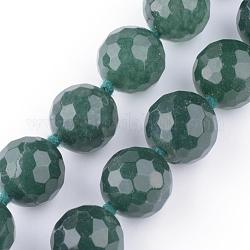 Colliers de perles de jade naturel, avec fermoirs mousquetons en laiton  , facette, teinte, 17.5 pouces (445 mm), perle: 14 mm