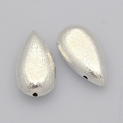 3 ottone trovare perle di buche, lacrima, colore argento placcato, 20x10x6mm, Foro: 1 mm