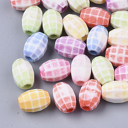Perles en acrylique de style artisanal, facette, ovale, couleur mixte, 10x7mm, Trou: 2mm, environ 2380 pcs/500 g