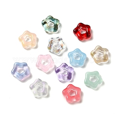 Transparente europäische Glasperle, Großloch perlen, Stern, Mischfarbe, 11.5x12x4 mm, Bohrung: 4.3x4.5 mm