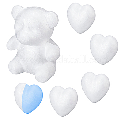 Espuma de poliestireno modelado gorgecraft, decoración diy artesanía, oso y corazón, blanco, 7 PC / sistema