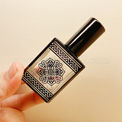 Botellas de spray de bomba de vidrio con patrón floral, botella recargable de perfume, negro, 7.85x3.65x2.9 cm, capacidad: 15ml (0.51fl. oz)