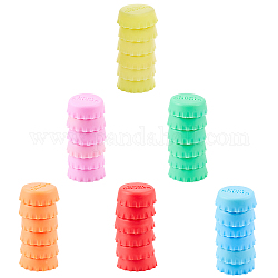 SUPERFINDINGS 36Pcs 6 Set Plastic Bottle Caps, for Bottling Juices, Milk, Smoothies, Iced Coffee, and Other Drinks, Mixed Color, 30x10mm, 6pcs/set