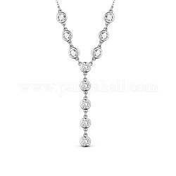 Ожерелья Shegrace с родиевым покрытием из стерлингового серебра 925 пробы, с ааа класс фианитами, плоско-круглые, со штампом s925, платина, 17.7 дюйм (45 см), подвески: 40x5.3 мм