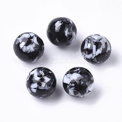 Perles en résine, imitation de copeaux de pierres précieuses, ronde, noir, 10mm, Trou: 1.8mm