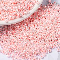 Perles rocailles miyuki rondes, Perles de rocaille japonais, (r427) lustre rose clair opaque, 8/0, 3mm, Trou: 1mm, environ 422~455 pcs/10 g