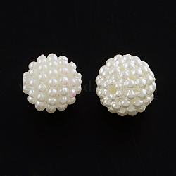 Acrylic Imitation Pearl Beads, Berry Beads, Round Combined Beads, Creamy White, 14mm, Hole: 1mm, about 520pcs/500g